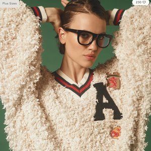 Anthropologie Eva Franco Varsity Pullover Sweatshirt - XS petite